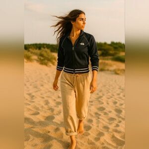 The North Face A5 Series Women M Black White Retro Track Jacket Zip Athletic Y2K